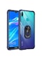 Kilifone - Huawei Uyumlu Y7 Prime 2019 / Y7 2019 - Kılıf Yüzüklü Arkası Şeffaf Koruyucu Mola Kapak - Lacivert
