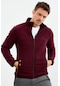 Tommy Life Erguvan Yazı Nakışlı Dik Yaka Fermuarlı Standart Kalıp Erkek Sweatshirt Polar - 87992 Mor