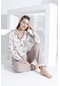 %100 Pamuk Uzun Kol Önden Düğmeli Kadın Pijama Takımı 98232 001