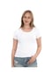Monox Kadın Fitilli Likralı Pamuk Basic Tshirt Beyaz