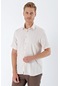 Bej Kısa Kollu Desenli Armürlü Sert Yaka Cepsiz Klasik Comfort Fit Gömlek 1004230204-bej