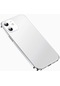 iPhone Uyumlu 11 Mat Kenarlı Sert Kamera Korumalı Arkası Parlak Kılıf Bobo - Gümüş