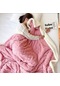 Xiaoqityh-kış Şekerleme Battaniyesi Kalınlaşmış Sıcak Güzellik Battaniyesi Tafta Polar Battaniye Düz Renk Atma Battaniye 150 X 200 Cm-pembe