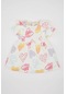 Defacto Kız Bebek Kalp Desenli Kısa Kollu Elbise C2393a524smwt34