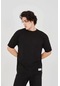 Unisex Jakar Kumaş Rahat Kol T-shirt - Siyah Xl
