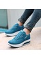 Mavi Kj Kadın Ayakkabı Pu Deri Nefes Su Geçirmez Takozlar Platform Ayakkabılar Kadın Spor Ayakkabı Rahat Ayakkabılar