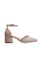 M2s Krem Bilekten Bağlı Karnı Yarık Kadın Klasik Ayakkabı Krem