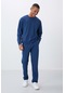 Tommy Life Parlament Kompakt Pamuklu Kalın Pürüzsüz Dokulu O Yaka Comfort Fit Erkek Eşofman Takım -85263 Mavi