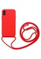 Kilifone - İphone Uyumlu İphone X - Kılıf Renkli İp Askılı Koruyucu Ropi Kapak - Kırmızı