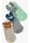 Koton 3'lü Patik Çorap Seti Hayvan Detaylı Çok Renkli Pamuklu Multıcolor 4skg80075aa