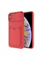 Kilifone - İphone Uyumlu İphone Xs Max 6.5 - Kılıf Slayt Sürgülü Kart Bölmeli Kartix Kapak - Kırmızı