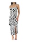 Kadın Siyah Zebra Desen Önü Büzgülü Elbise-32487-siyah