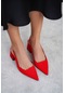 Trudy Kırmızı Mat Saten Bilek Bağlı Kadın Topuklu Ayakkabı