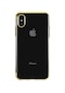 Tecno-iphone Uyumlu İphone Xs 5.8 - Kılıf Dört Köşesi Renkli Arkası Şefaf Lazer Silikon Kapak - Gold