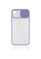 Noktaks - iPhone Uyumlu Xr 6.1 - Kılıf Slayt Sürgülü Arkası Buzlu Lensi Kapak - Lila
