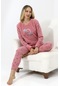 Fawn 5010 Peluş Welsoft Polar Kışlık Yumoş Kadın Pijama Takımı Pudra