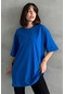 Kadın Oversize T-shirt Saks Mavisi