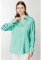Ekol Gömlek Yaka Büyük Beden Uzun Kollu Yeşil Kadın Bluz 24ekl01502