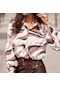 İlkbahar Ve Sonbahar Dijital Baskı Bluz Rahat Gevşek Hırka Uzun Kollu Gömlek Vintage Moda Gömlek Kadın Üstleri Giysi 25335 Oval Bordo