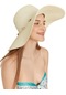 Kadın Ekru Deniz Kabuklu Geniş Plaj Şapkası-20298 - Std