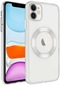 iPhone Uyumlu 11 Kılıf Wireless Şarj Özellikli Sert Pc Lopard Riksos Magsafe Kapak - Renksiz