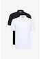 2'Li Çekmeyen Pamuklu Kumaş Slim Fit Dar Kesim Kıvrılmaz Polo Yaka Tişört Paketi Siyah-Beyaz
