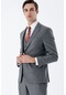 Füme Çizgili Mono Yaka Yelekli 6 Drop Slim Fit Dar Kesim Klasik Takım Elbise 1001235160-füme