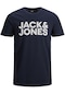 Jack & Jones Bisiklet Yaka Logo Baskılı Çizgili Tişört - Corplogo 12151955 - 4 Navy Blazer
