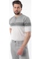Gri Fermuarlı Polo Yaka Desenli Erkek T-shirt E7296 Gri