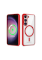 Mutcase - Samsung Uyumlu Galaxy S22 - Kılıf Kablosuz Şarj Destekli Ege Silikon Kapak - Kırmızı