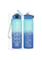 1 Adet 1000 Ml Büyük Kapasiteli Degrade Su Şişesi, Samanlı Su Şişesi 1 Litre Gradient Blue 900-1000ml Gradient Blue