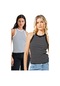 Kadın Siyah Beyaz Çizgili İkili Paket Halter Yaka Basic Bluz