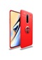 Noktaks - Xiaomi Uyumlu Xiaomi Mi 9t / Mi 9t Pro - Kılıf Yüzüklü Auto Focus Ravel Karbon Silikon Kapak - Kırmızı