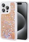 Mutcase - İphone Uyumlu İphone 15 Pro - Kılıf Yüzüklü Simli Sıvılı Milce Kapak - Gold