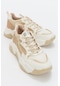 65100 Beyaz Bej Kadın Spor Ayakkabı
