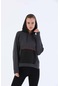 Maraton Sportswear Oversize Kadın Kapşonlu Uzun Kol Basic Siyahmelanj Sweatshirt 20353-siyahmelanj
