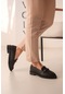 Nardo Siyah Tokalı Deri İnce Taban 3cm Loafer Kadın Ayakkabı