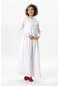 Uzun Kol Oylum Robalı Uzun Yazlık Müslin Elbise Beyaz Byz-beyaz