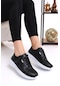 J700 Kalın Taban Günlük Kadın Fileli Yazlık Sneaker Spor Ayakkabı Siyah-Beyaz