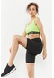 Tommy Life Neon Sarı Yazı Şeritli Standart Kalıp U Yaka Kadın Spor Büstiyer - 97113 Neon Sarı