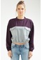 Mürdüm Regular Pamuklu Bisiklet Yaka Crop Kadın Sweatshirt Sc0958 Mürdüm