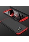 Tecno - Samsung Galaxy Uyumlu J6 Plus - Kılıf 3 Parçalı Parmak İzi Yapmayan Sert Ays Kapak - Siyah-kırmızı