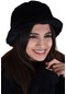 Kadın Siyah Peluş Şapka-12308 - Std
