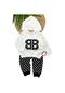 Unisex Çocuk Bb Harf Baskılı Pamuklu Alt Üst Takım -9933 Siyah