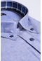 Tudors Büyük Beden Düğmeli Yaka Poplin Pamuklu Kolay Ütü Oxford Erkek Gömlek-25608-saks Mavi