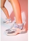 Luvishoes Crown Buz Pudra Multi Bağcıklı Kadın Kalın Taban Spor Sneakers
