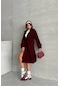 Kadın Astarlı Bordo İthal Kaşe Kaban Dpnbg048 Bordo