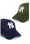 Unisex 2'li Set Lacivert ve Haki Renk Ny New York Beyzbol Şapka - Unisex