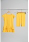 Haşema Kısa Kol Sarı Kız Çocuk Havuz Mayo Takımı-Sarı
