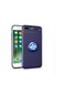 Tecno-iphone Uyumlu İphone 8 Plus - Kılıf Yüzüklü Auto Focus Ravel Karbon Silikon Kapak - Mavi